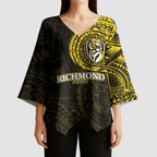 Personalized Richmond Tigers Polynesian Kimono Sleeve Blouse Tribal Chest and Sleeve Tattoo Heritage Warrior