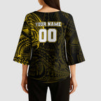 Personalized Richmond Tigers Polynesian Kimono Sleeve Blouse Tribal Chest and Sleeve Tattoo Heritage Warrior