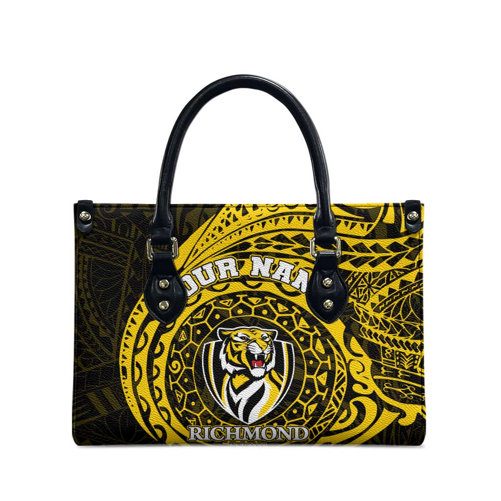 Personalized Richmond Tigers Polynesian Leather Bag Tribal Chest and Sleeve Tattoo Heritage Warrior