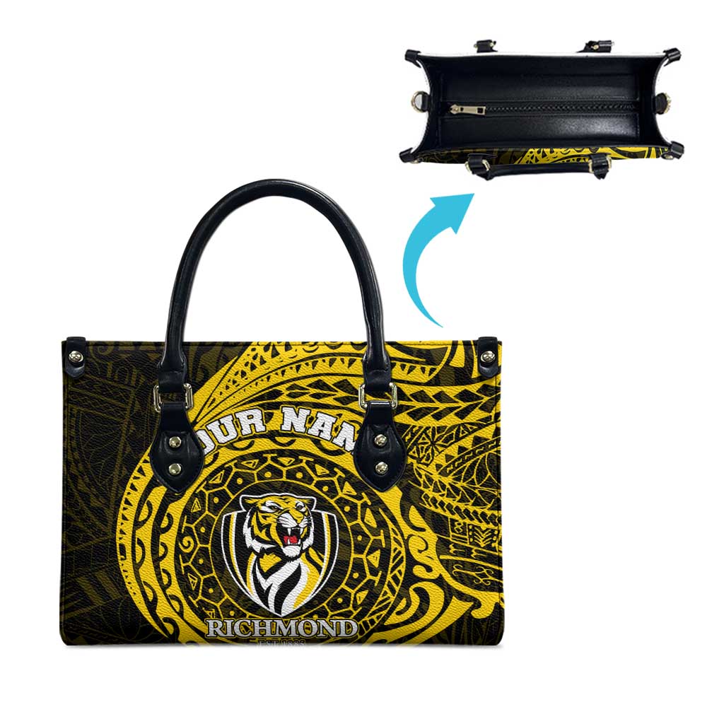 Personalized Richmond Tigers Polynesian Leather Bag Tribal Chest and Sleeve Tattoo Heritage Warrior