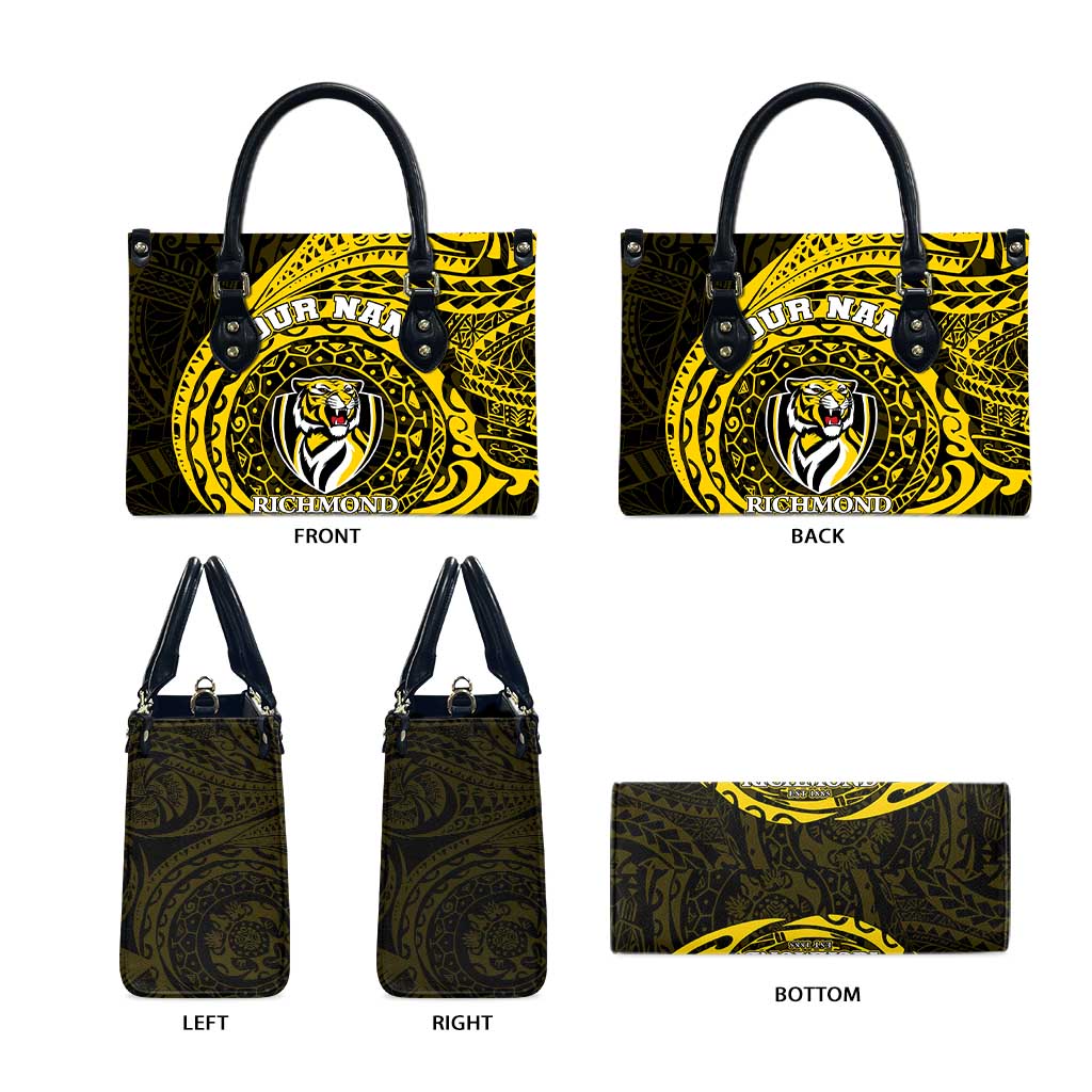 Personalized Richmond Tigers Polynesian Leather Bag Tribal Chest and Sleeve Tattoo Heritage Warrior