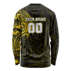 Personalized Richmond Tigers Polynesian Long Sleeve Shirt Tribal Chest and Sleeve Tattoo Heritage Warrior