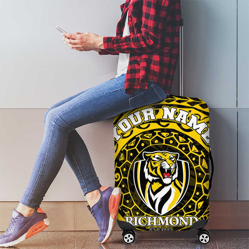 Personalized Richmond Tigers Polynesian Luggage Cover Tribal Chest and Sleeve Tattoo Heritage Warrior