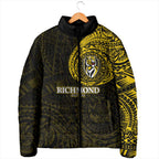 Personalized Richmond Tigers Polynesian Padded Jacket Tribal Chest and Sleeve Tattoo Heritage Warrior