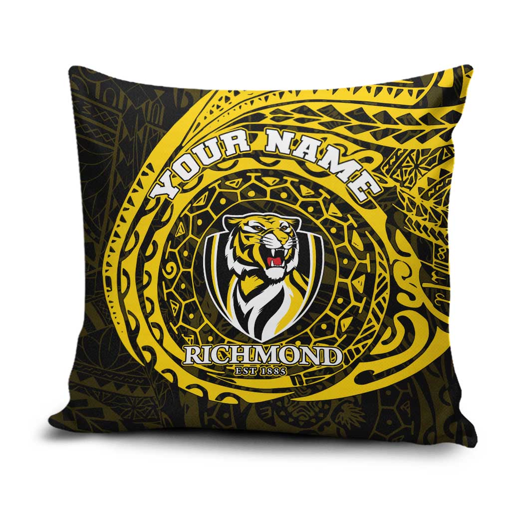 Personalized Richmond Tigers Polynesian Pillow Cover Tribal Chest and Sleeve Tattoo Heritage Warrior