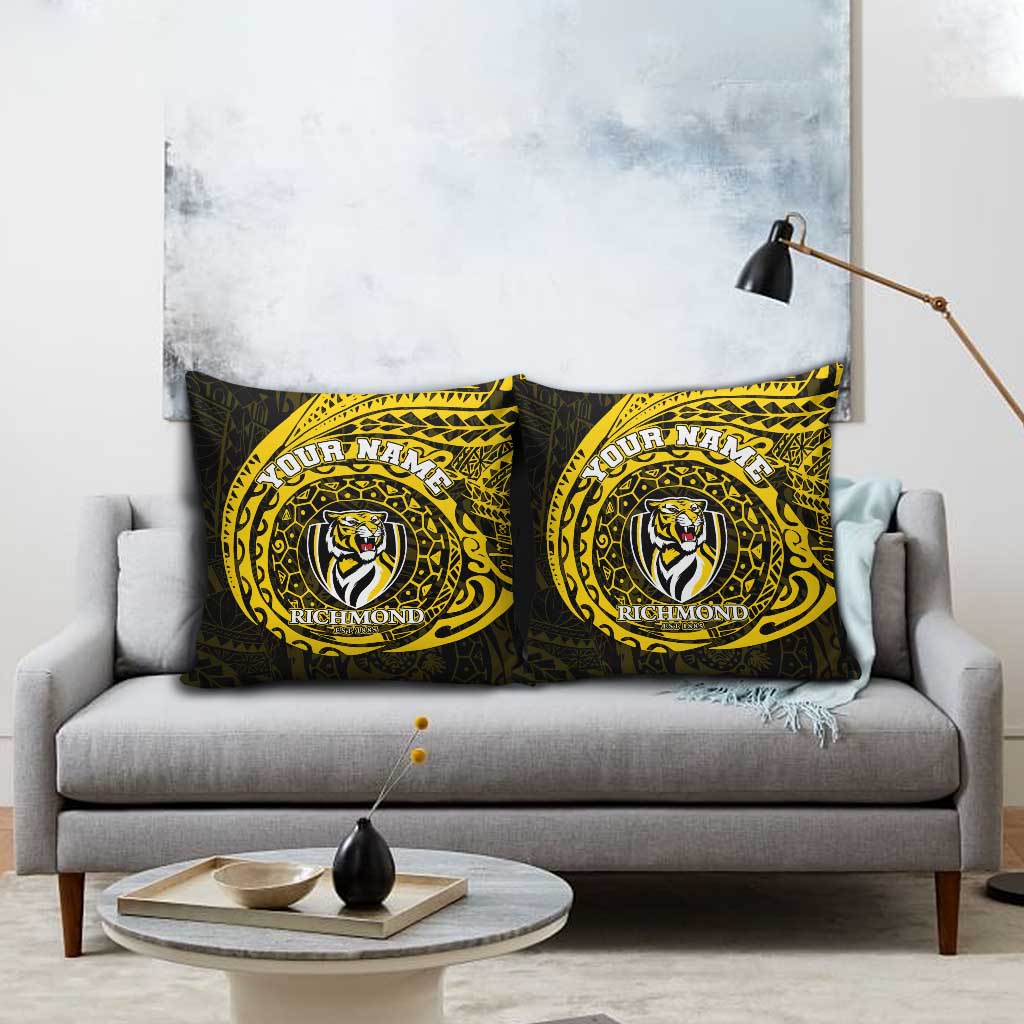 Personalized Richmond Tigers Polynesian Pillow Cover Tribal Chest and Sleeve Tattoo Heritage Warrior