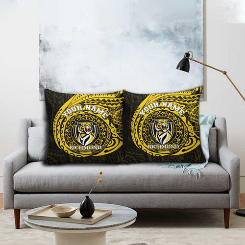 Personalized Richmond Tigers Polynesian Pillow Cover Tribal Chest and Sleeve Tattoo Heritage Warrior