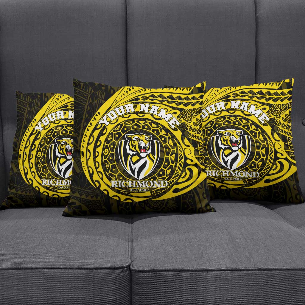 Personalized Richmond Tigers Polynesian Pillow Cover Tribal Chest and Sleeve Tattoo Heritage Warrior