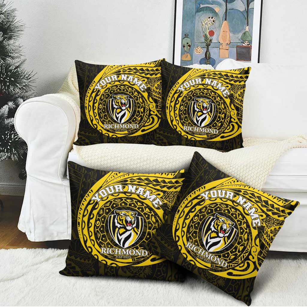 Personalized Richmond Tigers Polynesian Pillow Cover Tribal Chest and Sleeve Tattoo Heritage Warrior