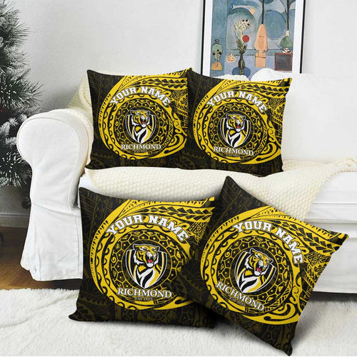 Personalized Richmond Tigers Polynesian Pillow Cover Tribal Chest and Sleeve Tattoo Heritage Warrior