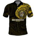 Personalized Richmond Tigers Polynesian Polo Shirt Tribal Chest and Sleeve Tattoo Heritage Warrior