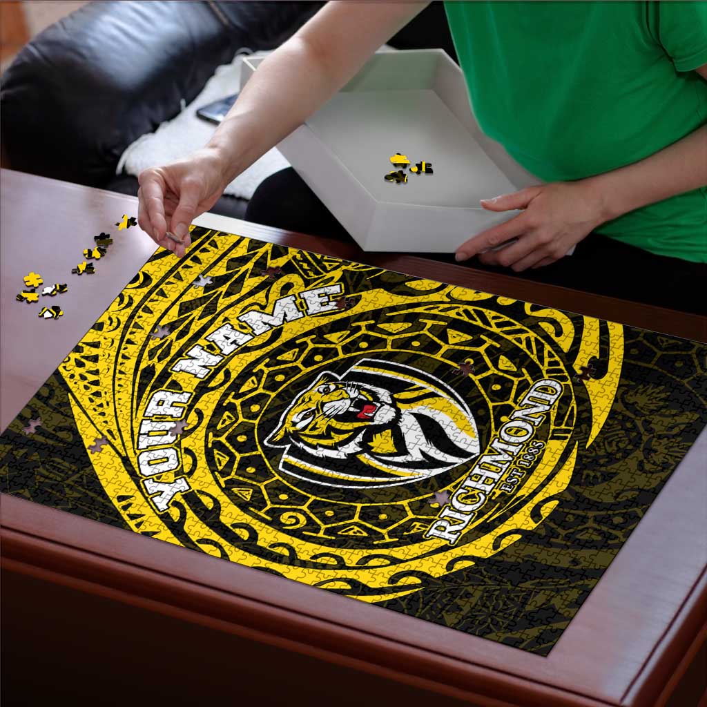 Personalized Richmond Tigers Polynesian Puzzle Tribal Chest and Sleeve Tattoo Heritage Warrior