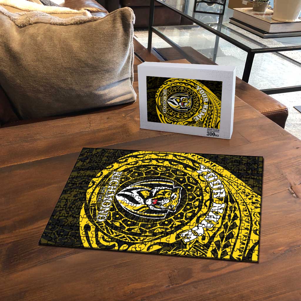 Personalized Richmond Tigers Polynesian Puzzle Tribal Chest and Sleeve Tattoo Heritage Warrior