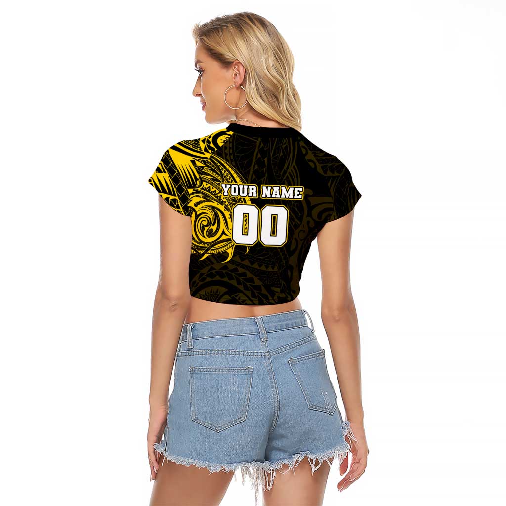 Personalized Richmond Tigers Polynesian Raglan Cropped T Shirt Tribal Chest and Sleeve Tattoo Heritage Warrior