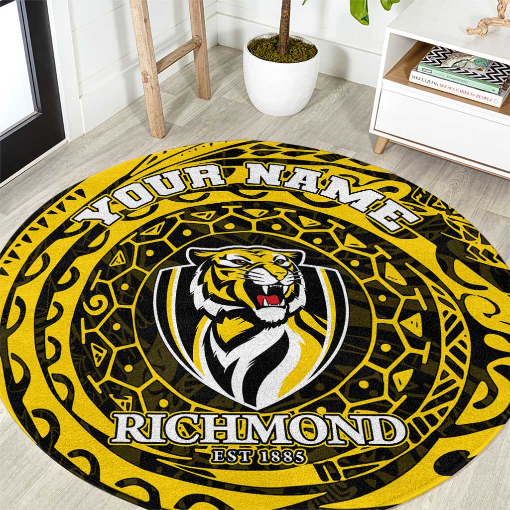 Personalized Richmond Tigers Polynesian Round Carpet Tribal Chest and Sleeve Tattoo Heritage Warrior