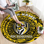 Personalized Richmond Tigers Polynesian Round Carpet Tribal Chest and Sleeve Tattoo Heritage Warrior