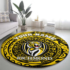 Personalized Richmond Tigers Polynesian Round Carpet Tribal Chest and Sleeve Tattoo Heritage Warrior