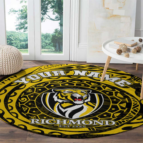 Personalized Richmond Tigers Polynesian Round Carpet Tribal Chest and Sleeve Tattoo Heritage Warrior