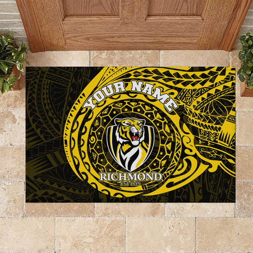 Personalized Richmond Tigers Polynesian Rubber Doormat Tribal Chest and Sleeve Tattoo Heritage Warrior