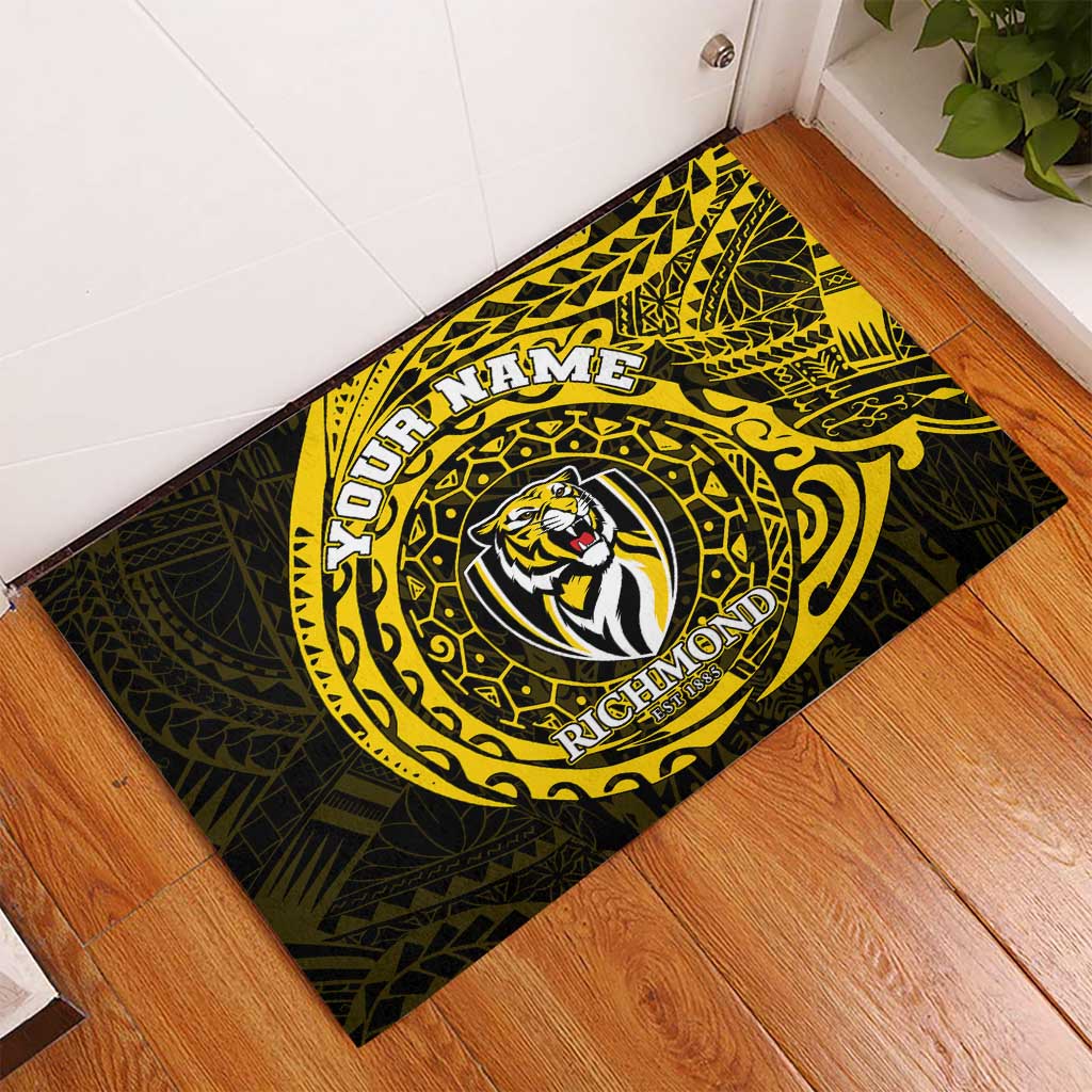 Personalized Richmond Tigers Polynesian Rubber Doormat Tribal Chest and Sleeve Tattoo Heritage Warrior