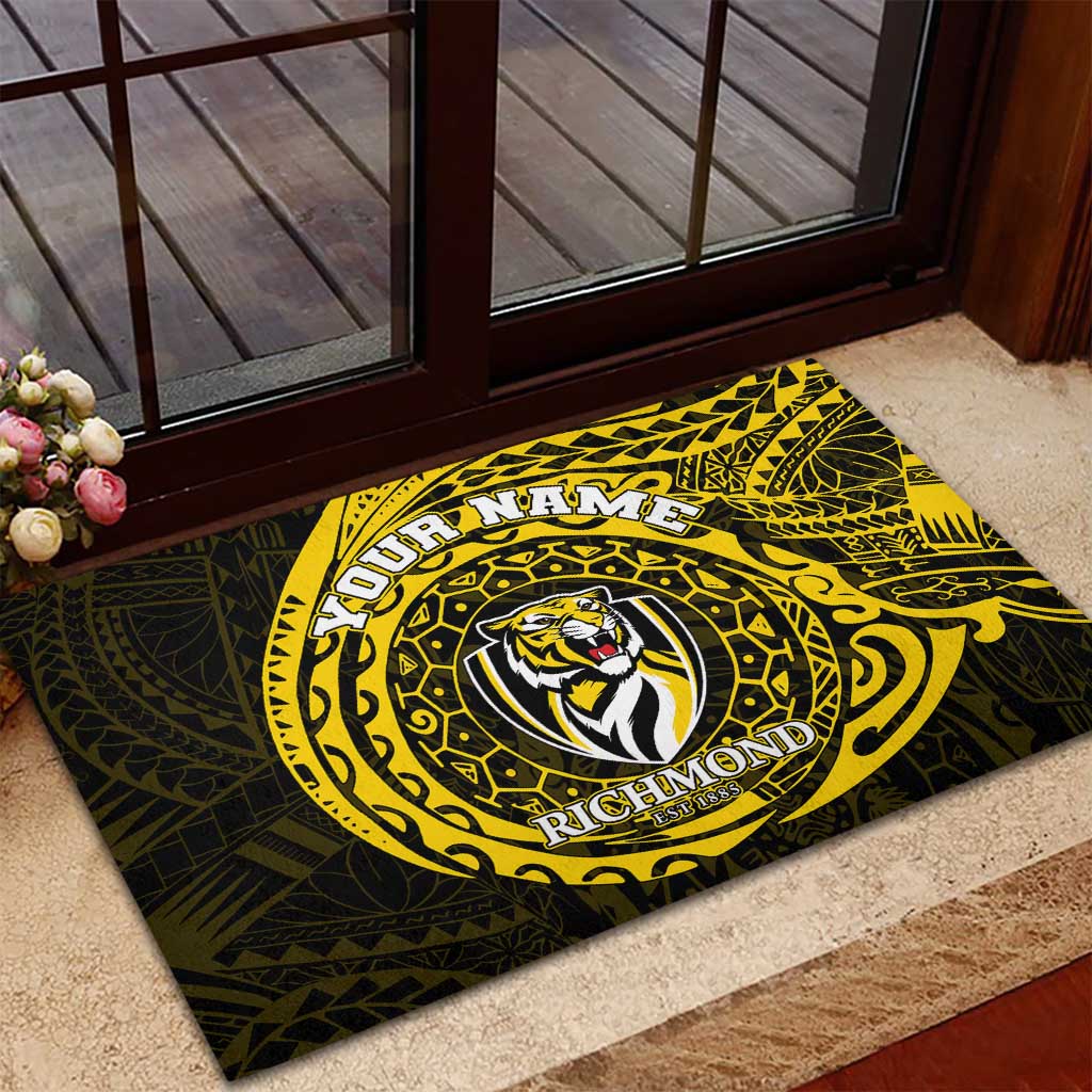 Personalized Richmond Tigers Polynesian Rubber Doormat Tribal Chest and Sleeve Tattoo Heritage Warrior