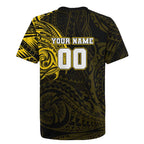 Personalized Richmond Tigers Polynesian Rugby Jersey Tribal Chest and Sleeve Tattoo Heritage Warrior