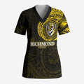 Personalized Richmond Tigers Polynesian Scrub Top Tribal Chest and Sleeve Tattoo Heritage Warrior