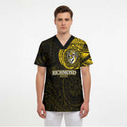 Personalized Richmond Tigers Polynesian Scrub Top Tribal Chest and Sleeve Tattoo Heritage Warrior