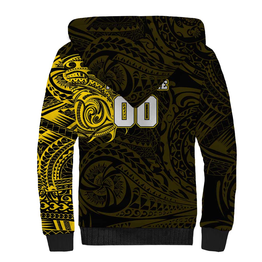 Personalized Richmond Tigers Polynesian Sherpa Hoodie Tribal Chest and Sleeve Tattoo Heritage Warrior