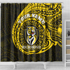Personalized Richmond Tigers Polynesian Shower Curtain Tribal Chest and Sleeve Tattoo Heritage Warrior