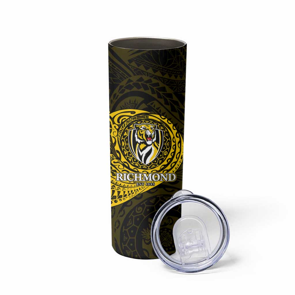Personalized Richmond Tigers Polynesian Skinny Tumbler Tribal Chest and Sleeve Tattoo Heritage Warrior