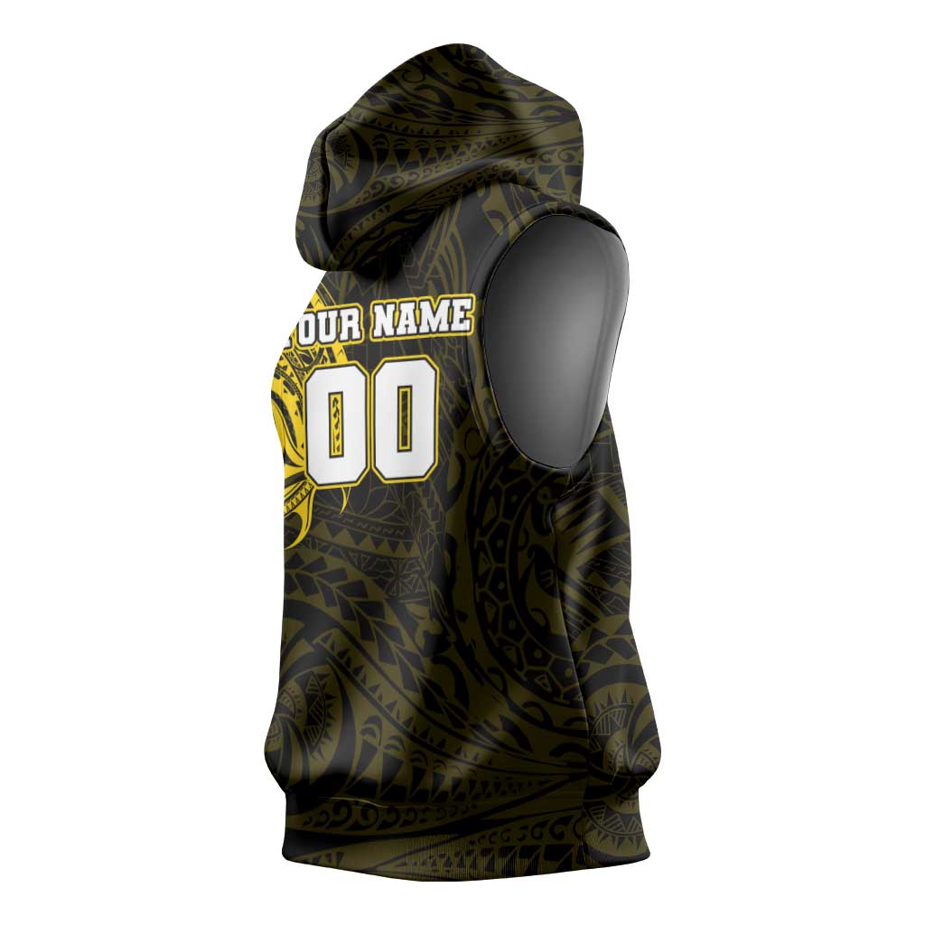 Personalized Richmond Tigers Polynesian Sleeveless Hoodie Tribal Chest and Sleeve Tattoo Heritage Warrior