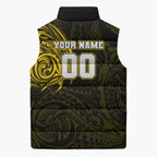 Personalized Richmond Tigers Polynesian Sleeveless Puffer Jacket Tribal Chest and Sleeve Tattoo Heritage Warrior