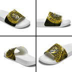 Personalized Richmond Tigers Polynesian Slide Sandals Tribal Chest and Sleeve Tattoo Heritage Warrior