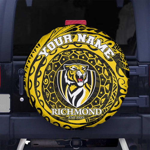 Personalized Richmond Tigers Polynesian Spare Tire Cover Tribal Chest and Sleeve Tattoo Heritage Warrior