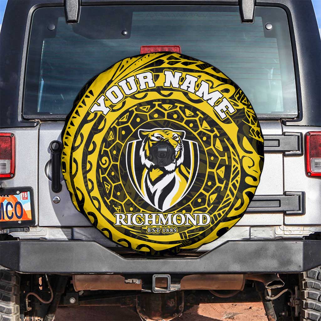 Personalized Richmond Tigers Polynesian Spare Tire Cover Tribal Chest and Sleeve Tattoo Heritage Warrior