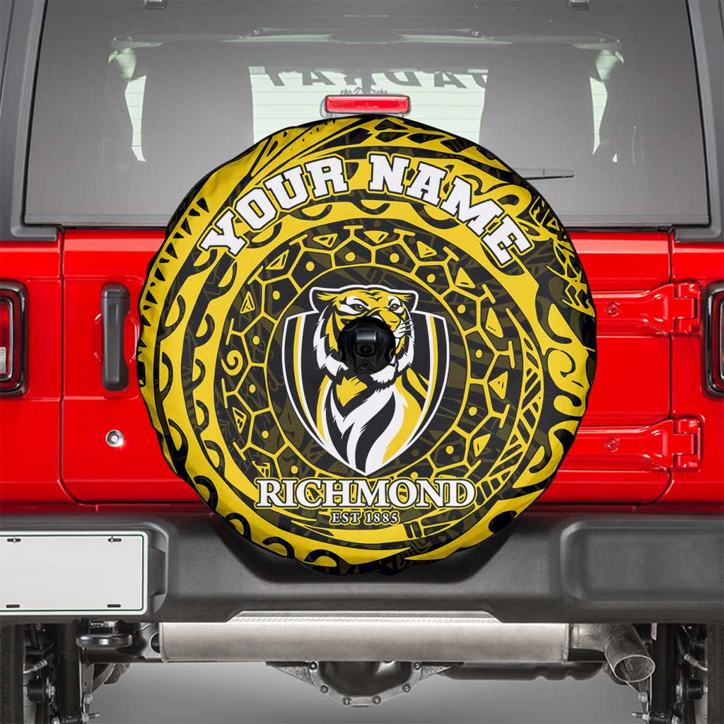 Personalized Richmond Tigers Polynesian Spare Tire Cover Tribal Chest and Sleeve Tattoo Heritage Warrior