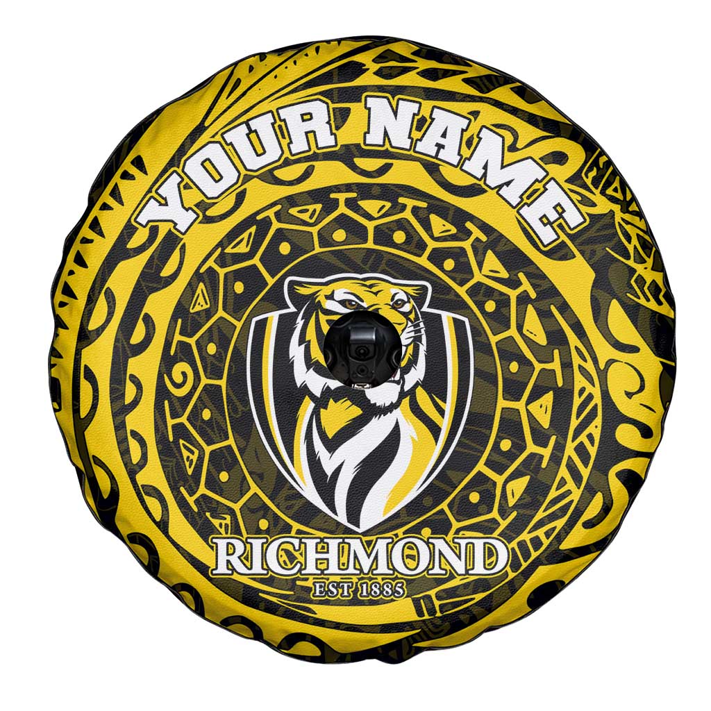 Personalized Richmond Tigers Polynesian Spare Tire Cover Tribal Chest and Sleeve Tattoo Heritage Warrior