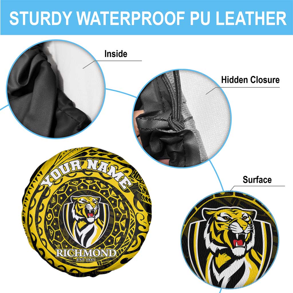 Personalized Richmond Tigers Polynesian Spare Tire Cover Tribal Chest and Sleeve Tattoo Heritage Warrior