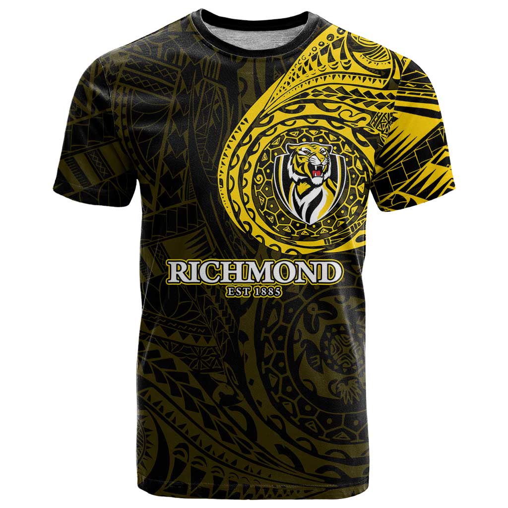 Personalized Richmond Tigers Polynesian T Shirt Tribal Chest and Sleeve Tattoo Heritage Warrior