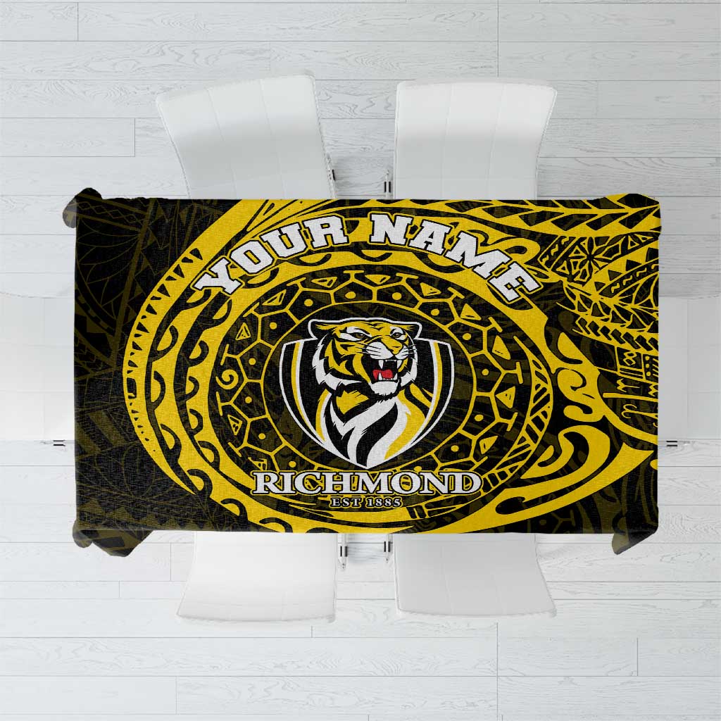 Personalized Richmond Tigers Polynesian Tablecloth Tribal Chest and Sleeve Tattoo Heritage Warrior