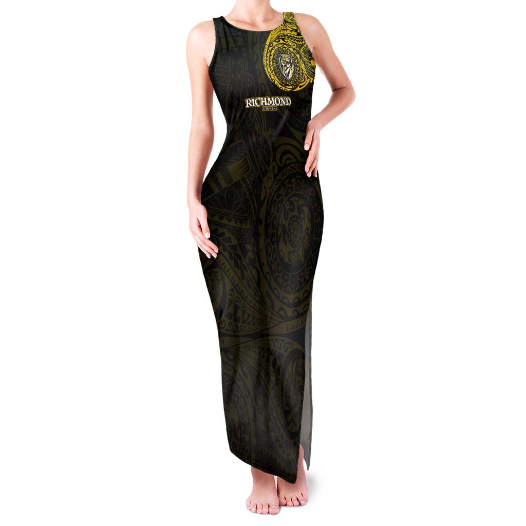Personalized Richmond Tigers Polynesian Tank Maxi Dress Tribal Chest and Sleeve Tattoo Heritage Warrior