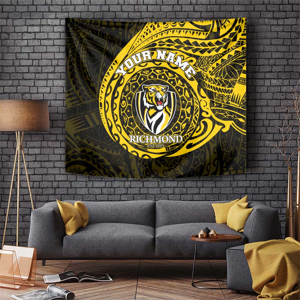 Personalized Richmond Tigers Polynesian Tapestry Tribal Chest and Sleeve Tattoo Heritage Warrior
