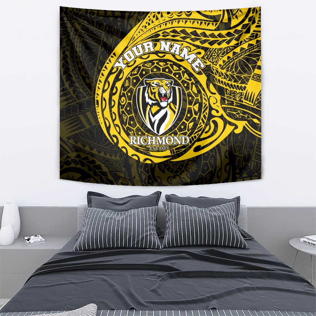 Personalized Richmond Tigers Polynesian Tapestry Tribal Chest and Sleeve Tattoo Heritage Warrior