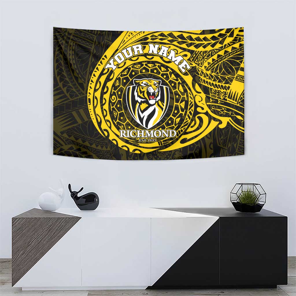 Personalized Richmond Tigers Polynesian Tapestry Tribal Chest and Sleeve Tattoo Heritage Warrior