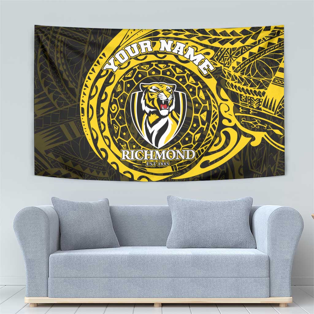 Personalized Richmond Tigers Polynesian Tapestry Tribal Chest and Sleeve Tattoo Heritage Warrior