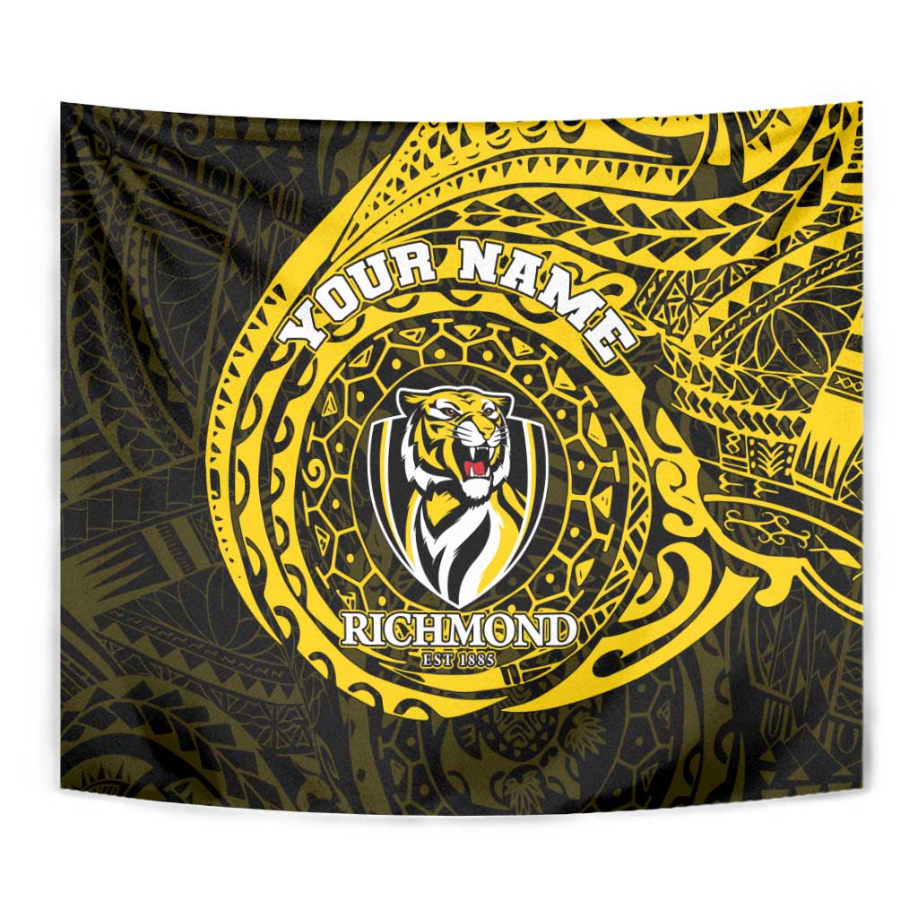 Personalized Richmond Tigers Polynesian Tapestry Tribal Chest and Sleeve Tattoo Heritage Warrior