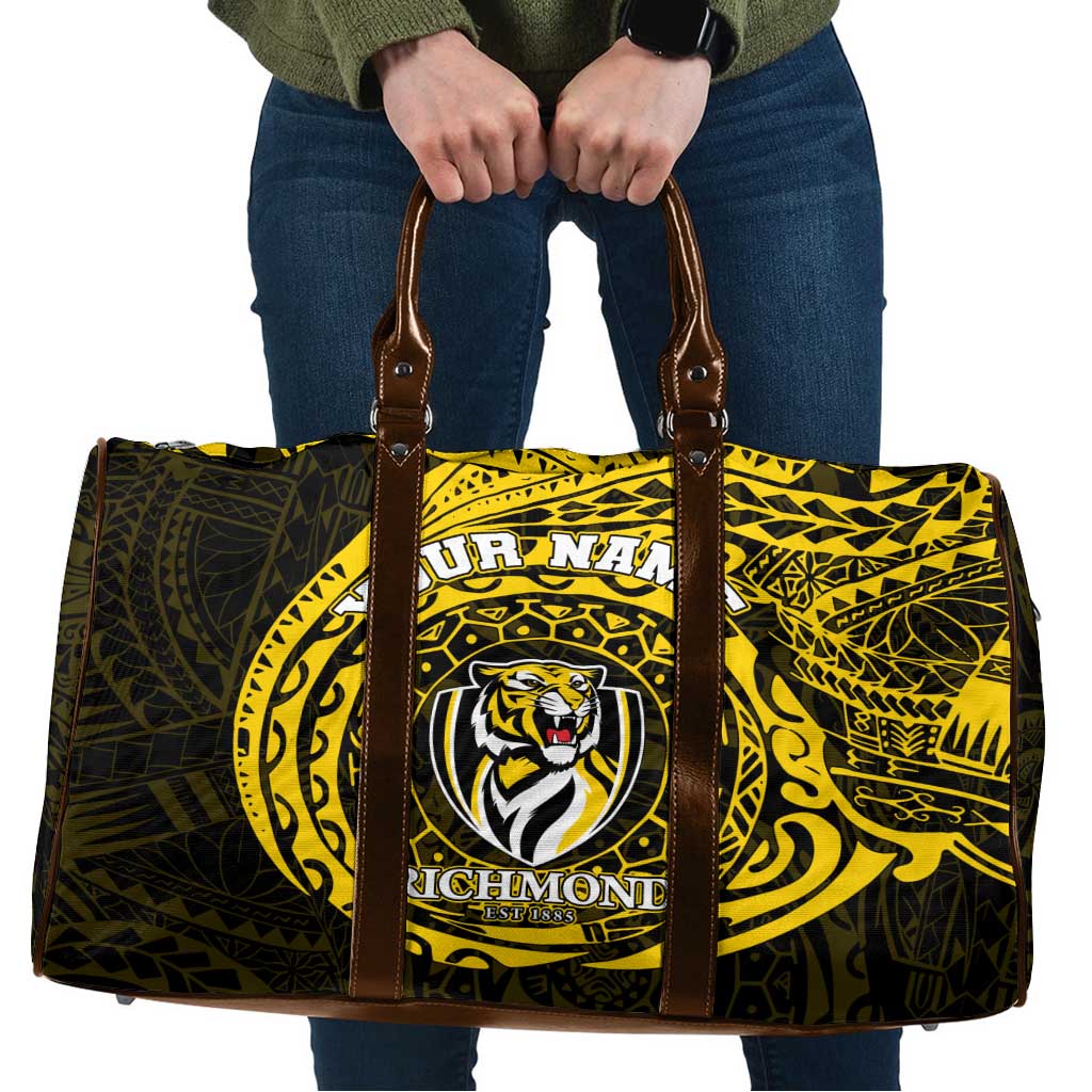 Personalized Richmond Tigers Polynesian Travel Bag Tribal Chest and Sleeve Tattoo Heritage Warrior