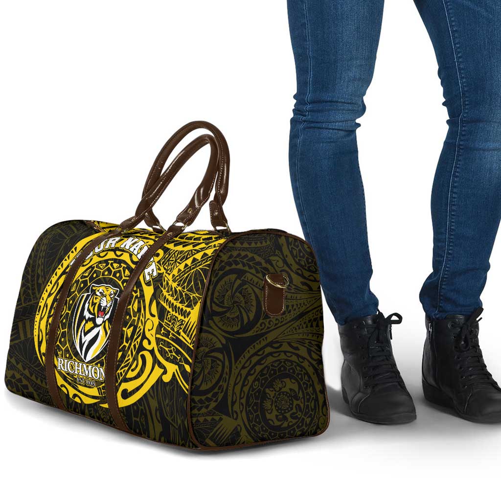 Personalized Richmond Tigers Polynesian Travel Bag Tribal Chest and Sleeve Tattoo Heritage Warrior