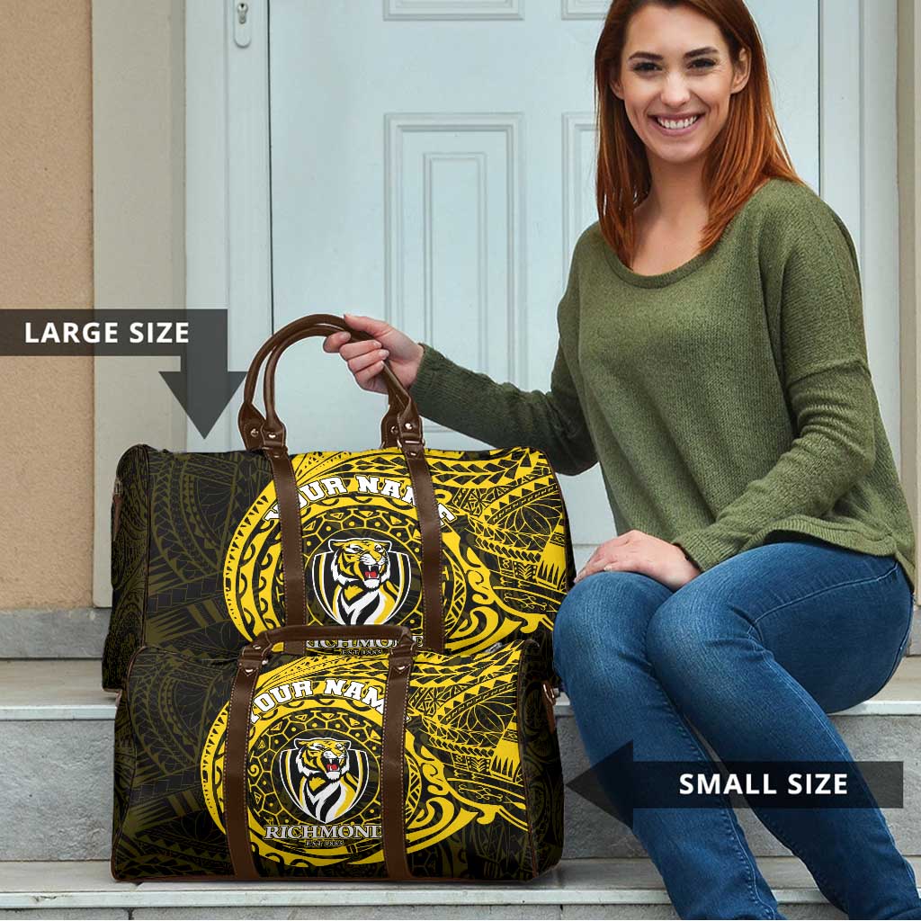 Personalized Richmond Tigers Polynesian Travel Bag Tribal Chest and Sleeve Tattoo Heritage Warrior